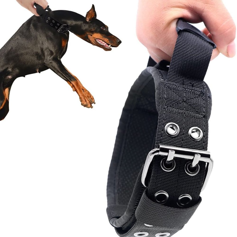 Size M SunteeLon Tactical Dog Collars Adjustable Thick Nylon Dog Collar with Ha…